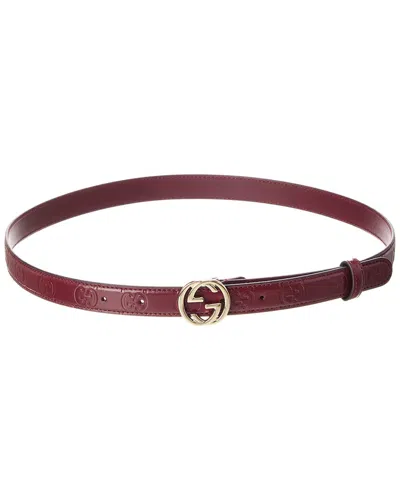 Gucci Interlocking G Leather Belt In Red