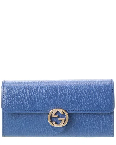 Gucci Interlocking G Leather Continental Wallet In Blue