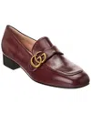 Gucci Double G Leather Loafer In Red