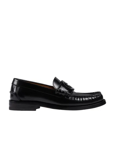 Gucci Interlocking G Leather Loafers In Black