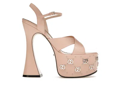 Pre-owned Gucci Interlocking G Leather Platform Sandals (women's) Sneakers In Pink