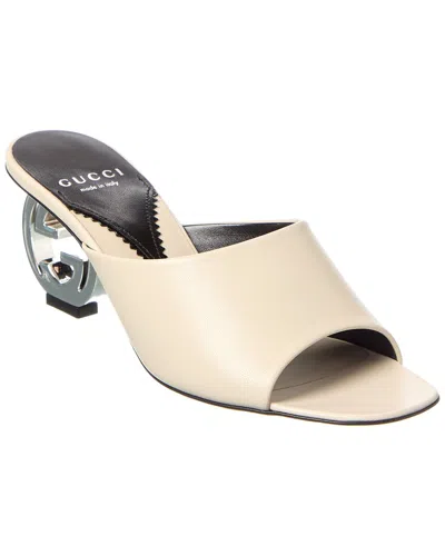 Gucci Interlocking G Leather Sandal In Neutral