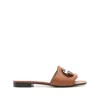 Gucci Interlocking G Cutout Leather Sandal In Brown