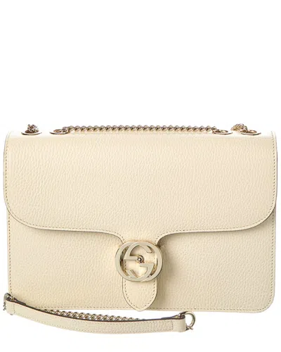 Gucci Interlocking G Leather Shoulder Bag In Neutral