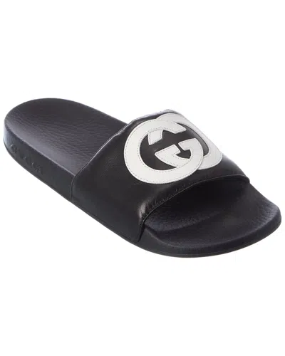 Gucci Interlocking G Leather Slide In Black