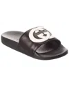 Gucci Interlocking G Leather Slide Sandal In Black