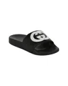 Gucci Interlocking G Leather Slide Sandal In Black
