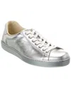 Gucci Interlocking G Leather Sneaker In Silver