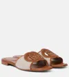 Gucci Interlocking G Leather-trimmed Slides In Brown