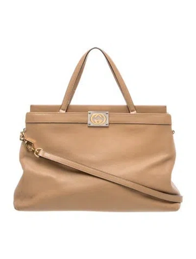 Pre-owned Gucci Interlocking G Linea Matisse Medium In Neutral