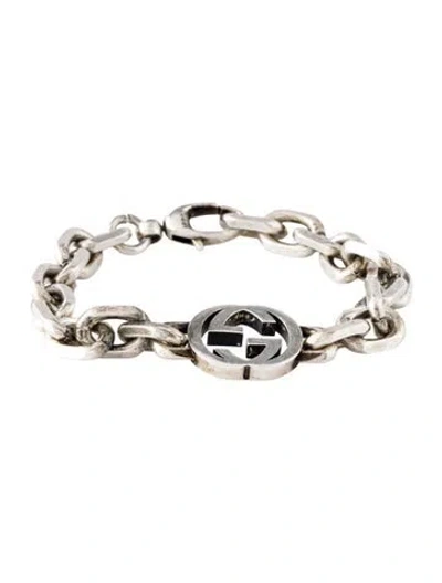 Pre-owned Gucci Interlocking G Link Bracelet, 7.25" In Multicolor