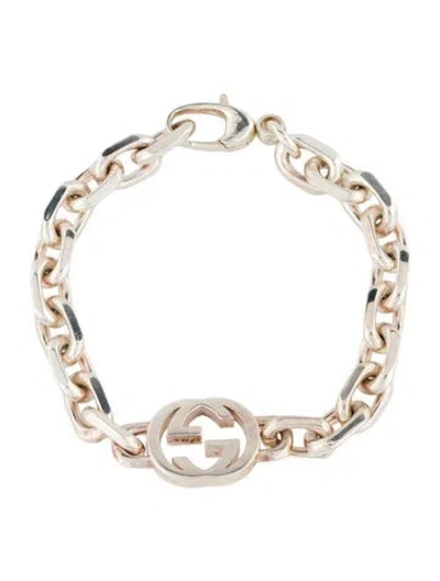 Pre-owned Gucci Interlocking G Link Bracelet, 7.5" In Multi
