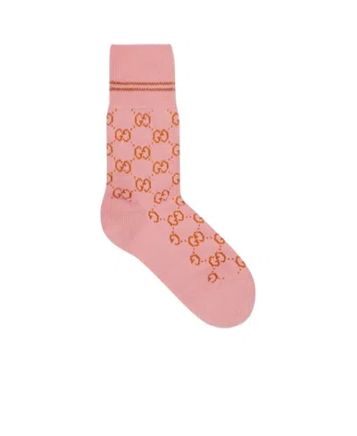 Gucci Interlocking G-logo Ankle Socks In Pink