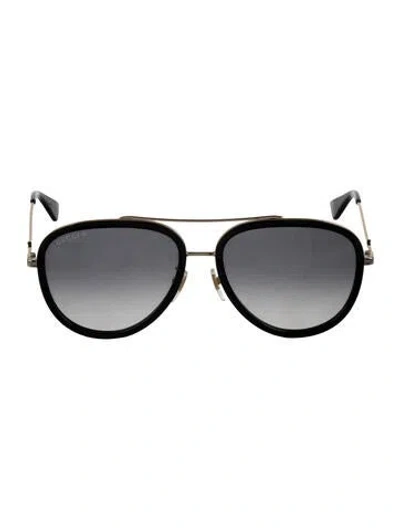 Pre-owned Gucci Interlocking G Logo Aviator Sunglasses In Black