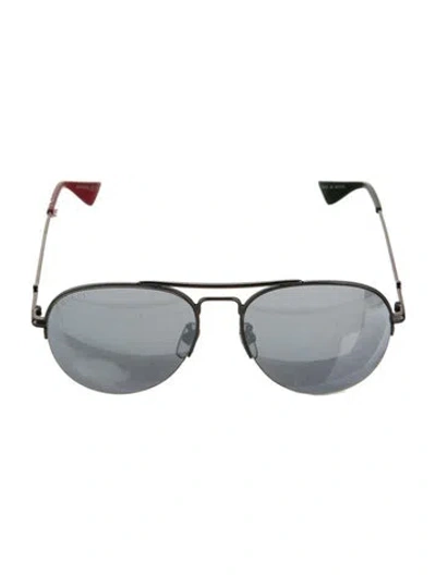 Pre-owned Gucci Interlocking G Logo Aviator Sunglasses In Black