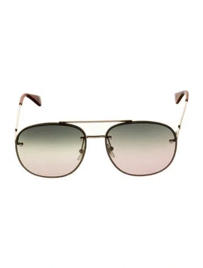 Pre-owned Gucci Interlocking G Logo Aviator Sunglasses In Gold