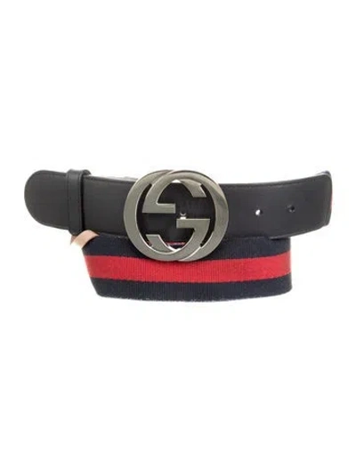 Pre-owned Gucci Interlocking G Logo Canvas Belt In Multi