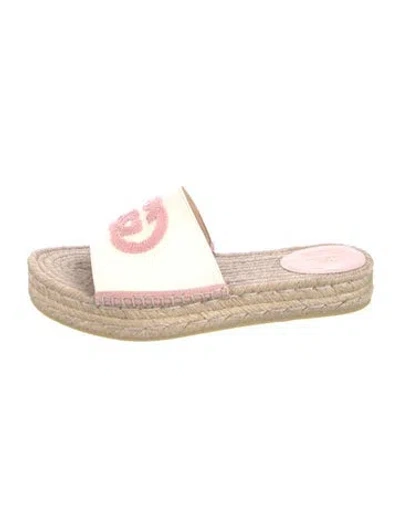 Pre-owned Gucci Interlocking G Logo Canvas Espadrilles In Neutral