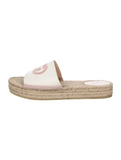 Pre-owned Gucci Interlocking G Logo Canvas Espadrilles In Neutrals