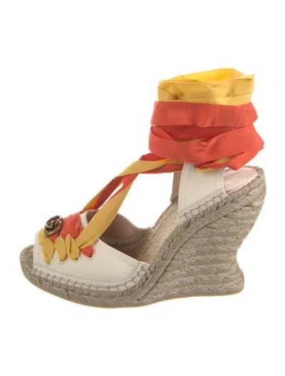 Pre-owned Gucci Interlocking G Logo Canvas Espadrilles In Neutrals