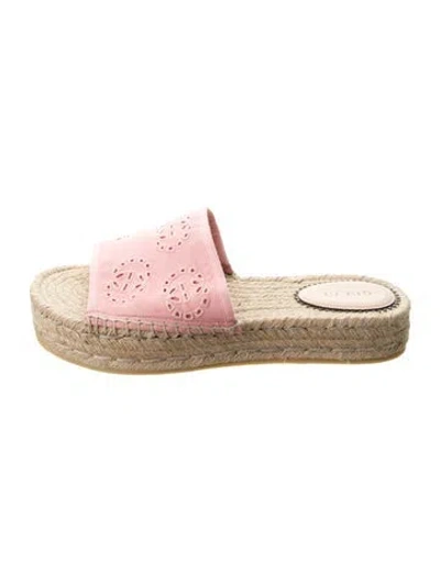 Pre-owned Gucci Interlocking G Logo Canvas Espadrilles In Pink