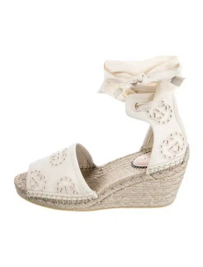 Pre-owned Gucci Interlocking G Logo Canvas Espadrilles W/ Tags In Neutral