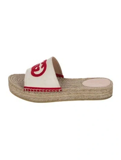Pre-owned Gucci Interlocking G Logo Canvas Espadrilles In White