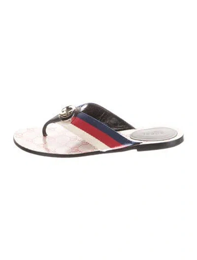 Pre-owned Gucci Interlocking G Logo Canvas Flip Flops In Multi