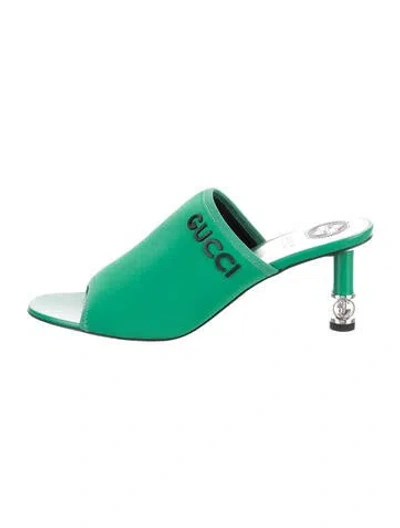Pre-owned Gucci Interlocking G Logo Canvas Mules In Green