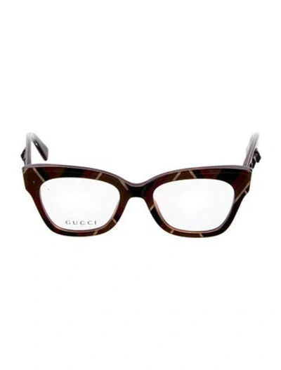 Pre-owned Gucci Interlocking G Logo Cat-eye Eyeglasses In Brown