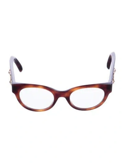 Pre-owned Gucci Interlocking G Logo Cat-eye Eyeglasses In Brown