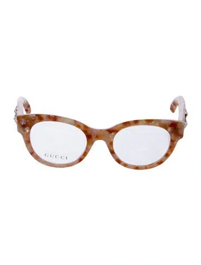 Pre-owned Gucci Interlocking G Logo Cat-eye Eyeglasses In Orange