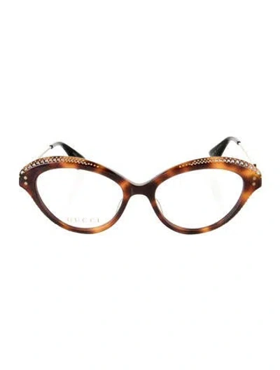 Pre-owned Gucci Interlocking G Logo Cat-eye Eyeglasses W/ Tags In Black