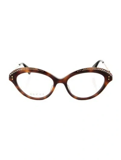 Pre-owned Gucci Interlocking G Logo Cat-eye Eyeglasses W/ Tags In Brown