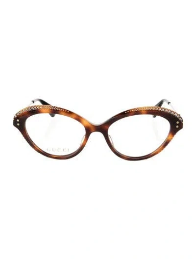 Pre-owned Gucci Interlocking G Logo Cat-eye Eyeglasses W/ Tags In Brown