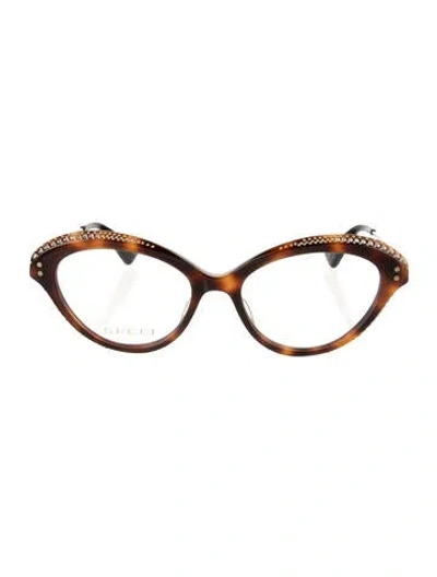 Pre-owned Gucci Interlocking G Logo Cat-eye Eyeglasses W/ Tags In Brown