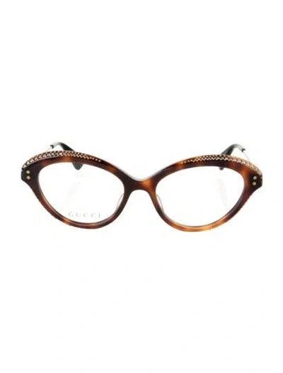 Pre-owned Gucci Interlocking G Logo Cat-eye Eyeglasses W/ Tags In Brown
