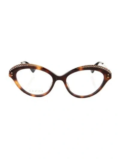 Pre-owned Gucci Interlocking G Logo Cat-eye Eyeglasses W/ Tags In Brown