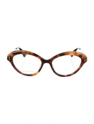 Pre-owned Gucci Interlocking G Logo Cat-eye Eyeglasses W/ Tags In Brown