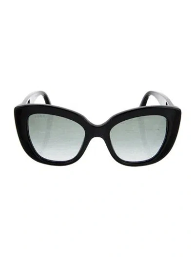 Pre-owned Gucci Interlocking G Logo Cat-eye Sunglasses In Black