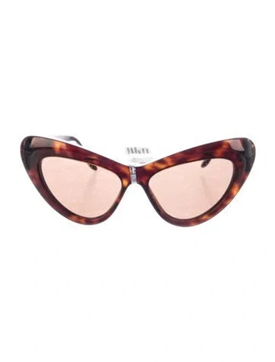 Pre-owned Gucci Interlocking G Logo Cat-eye Sunglasses In Brown