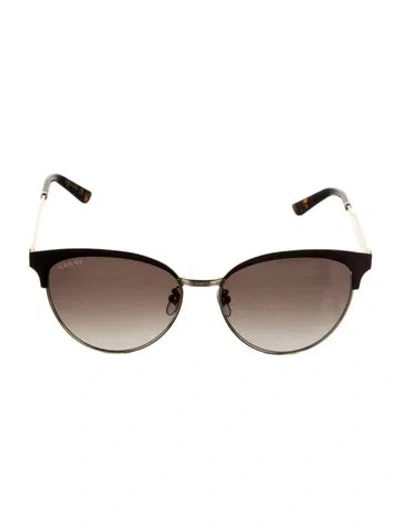 Pre-owned Gucci Interlocking G Logo Cat-eye Sunglasses In Brown