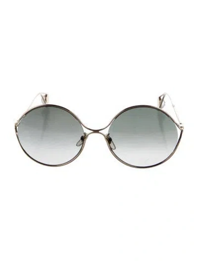 Pre-owned Gucci Interlocking G Logo Cat-eye Sunglasses In Gold