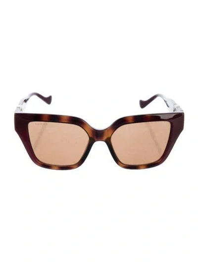 Pre-owned Gucci Interlocking G Logo Cat-eye Sunglasses In Purple