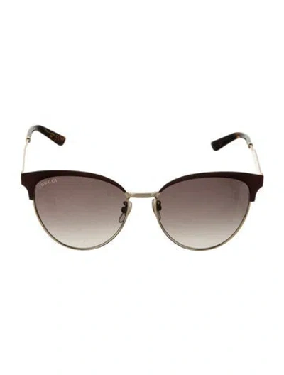 Pre-owned Gucci Interlocking G Logo Cat-eye Sunglasses W/ Tags In Black