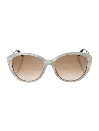 Pre-owned Gucci Interlocking G Logo Cat-eye Sunglasses In White