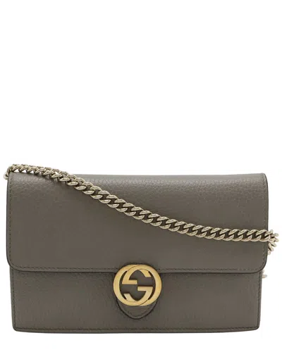 Gucci Interlocking G Logo Chain Wallet (authentic Pre-loved) In Gray