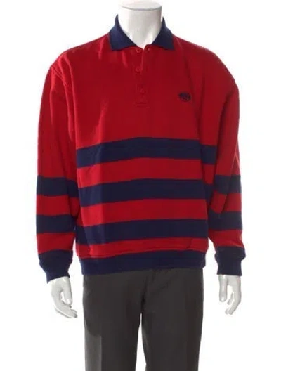 Pre-owned Gucci Interlocking G Logo Collar Polo Sweater In Red