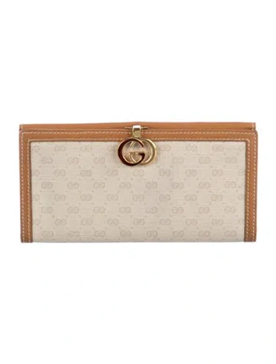 Pre-owned Gucci Interlocking G Logo Continental Wallet In Neutral