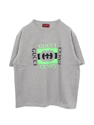 Pre-owned Gucci Interlocking G Logo Cotton T-shirt In Gray